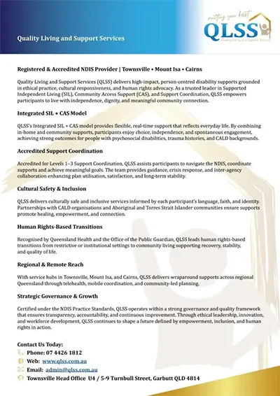 Quality Living and Support Services QLSS NDIS overview